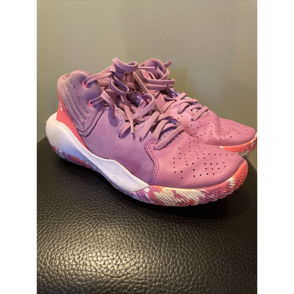 Under Armour Unisex Youth Size 7Y GS School Jet '21 Basketball Shoes Purple